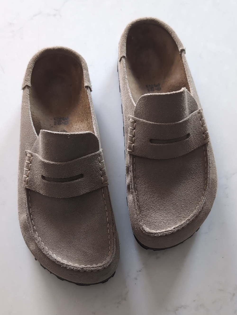 Suede Naples Birkenstock in Taupe